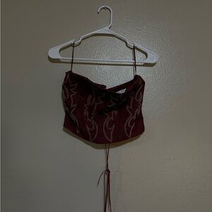 Red Crop Camisole with Tie Front